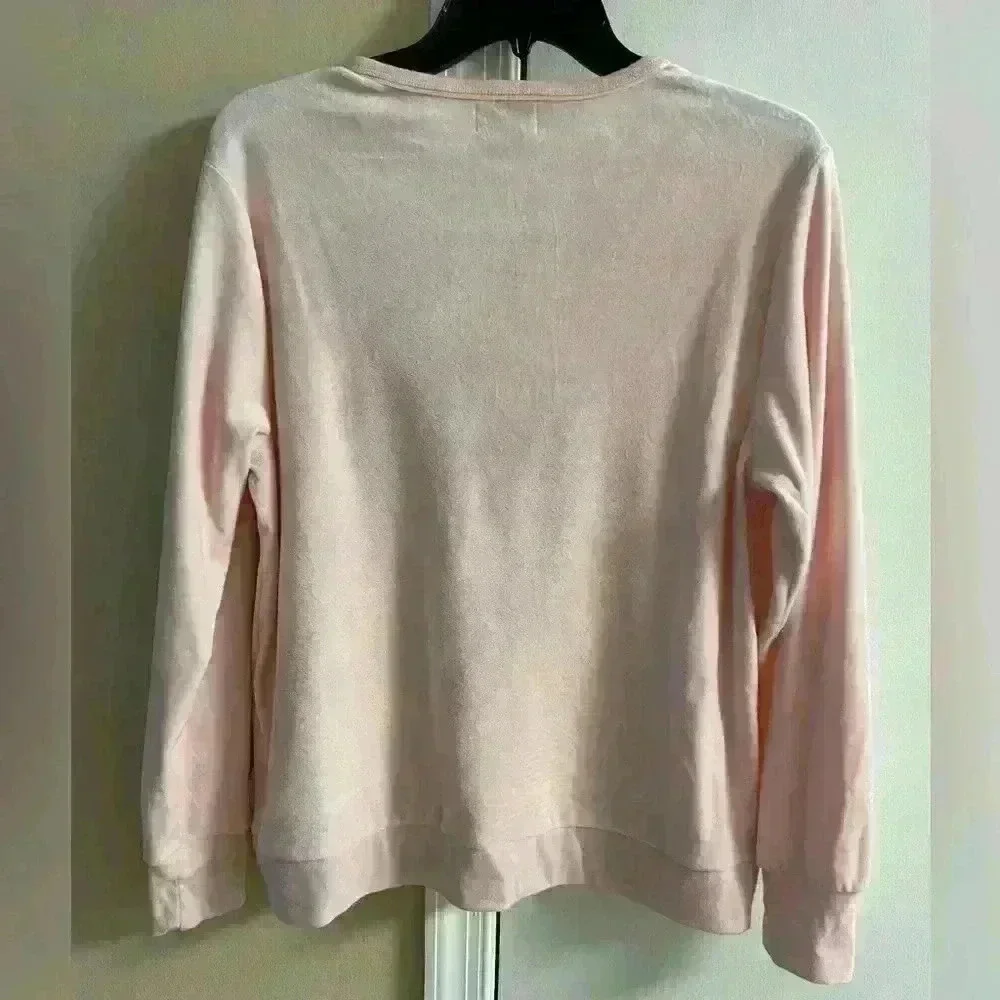 Kate Spade Crewneck Velvet Long Sleeve Medium Baby Pink